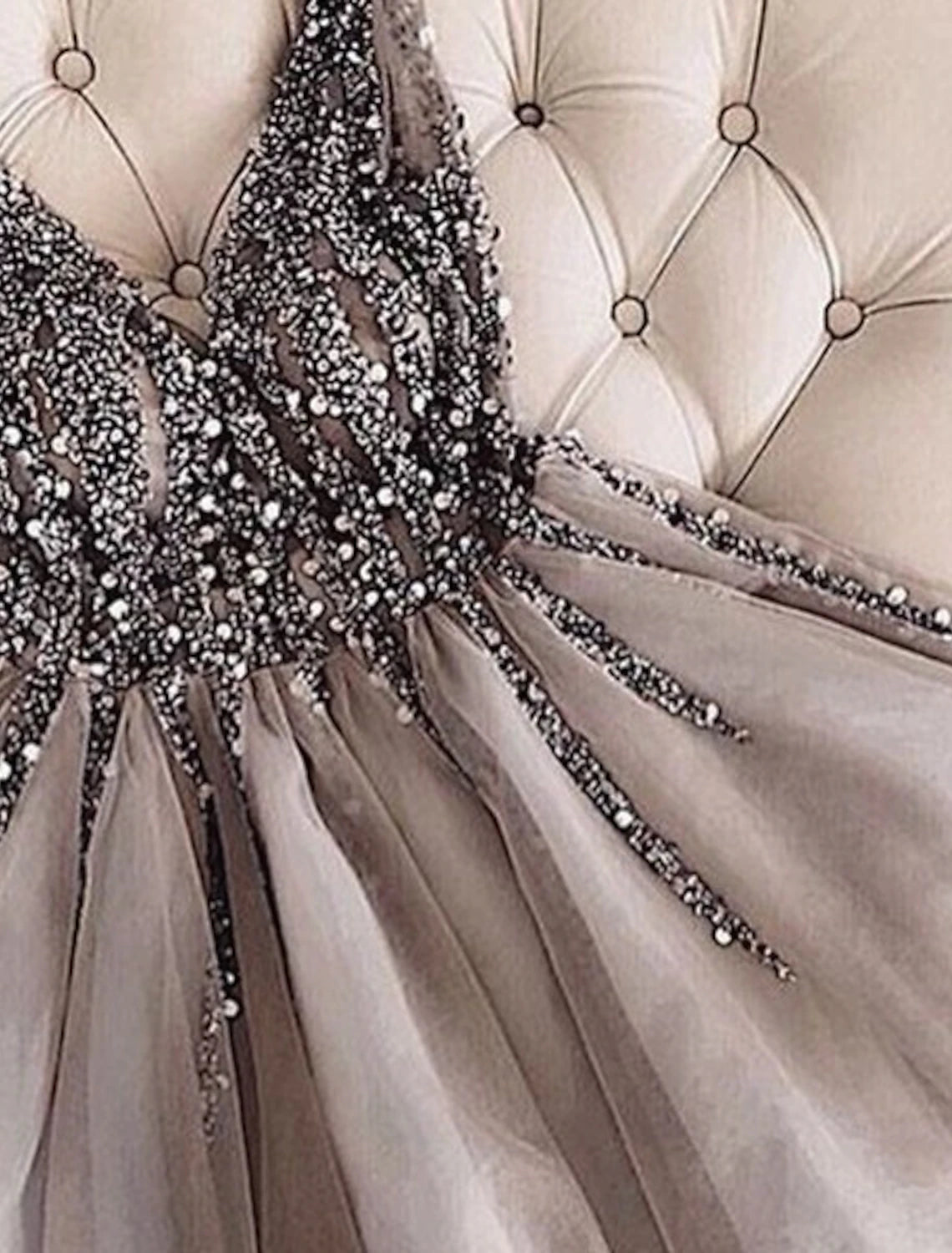 Abiti da ballo a trapezio, scintillanti e brillanti, da festa, per compleanni, corti/mini, senza maniche, scollo a V, in tulle con glitter